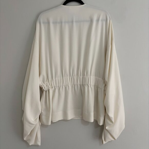 Solace London White Blouse with Puff Sleeves and Ruched Style - Picture 3 of 10